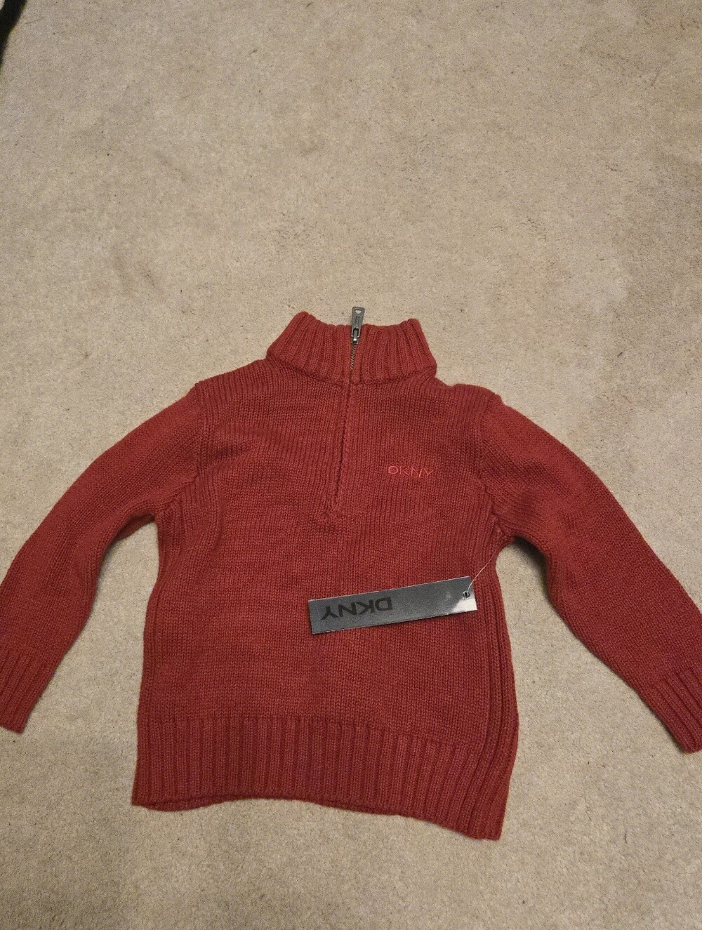 NWT DKNY Red Half-Zip Ribbed Turtleneck Sweater Size 2T